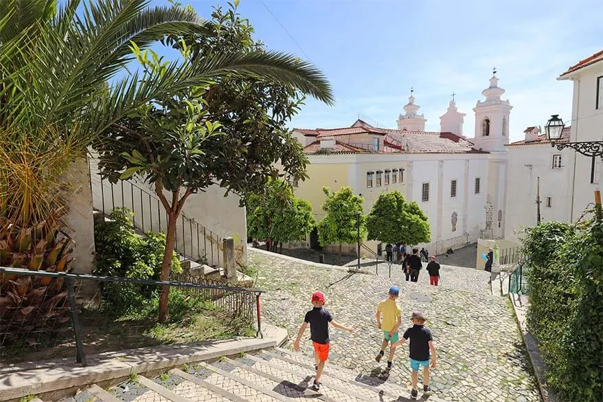 Exploring Alfama district in Lisbon with kids
