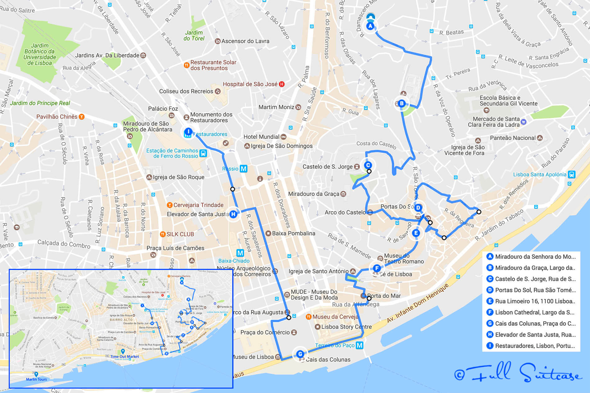 lisbon self guided walking tour map
