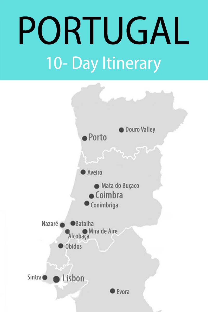 Portugal 10-day itinerary including Lisbon, Porto, Evora, Douro Valley, and more