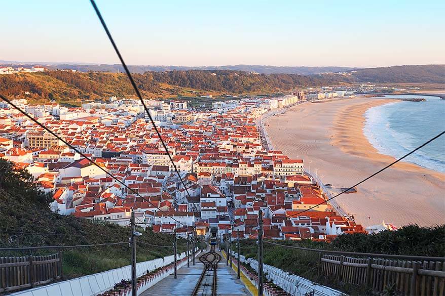 View over Nazare in Central Portugal from funicular