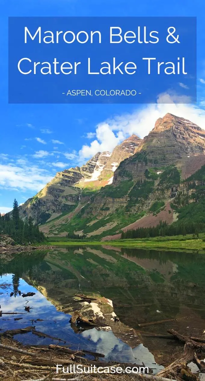 Discover the most photographed mountains in North America - Maroon Bells and Crater Lake Trail near Aspen Colorado in the United States