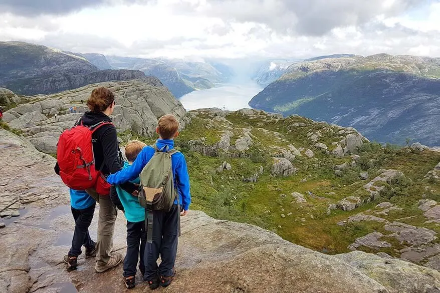 Admiring the stunning views over Lysefjord on the hike to the Pulpit Rock