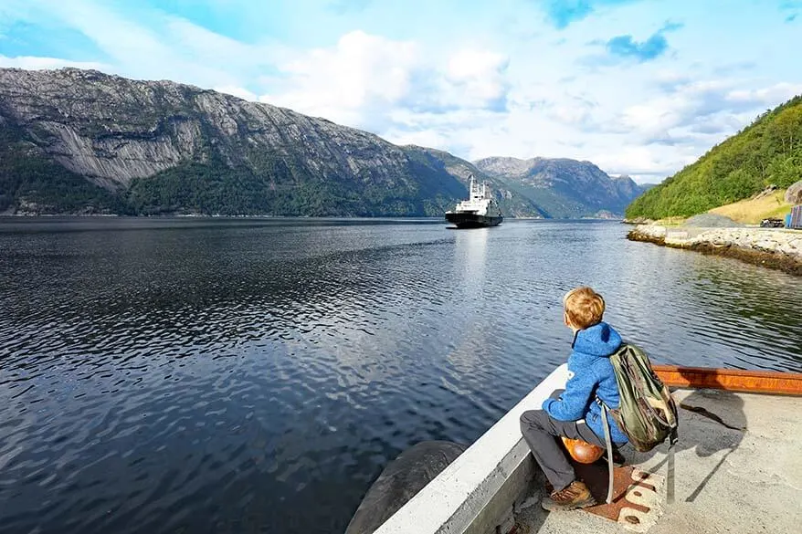Waiting for a ferry at Florli in Lysefjord Norway