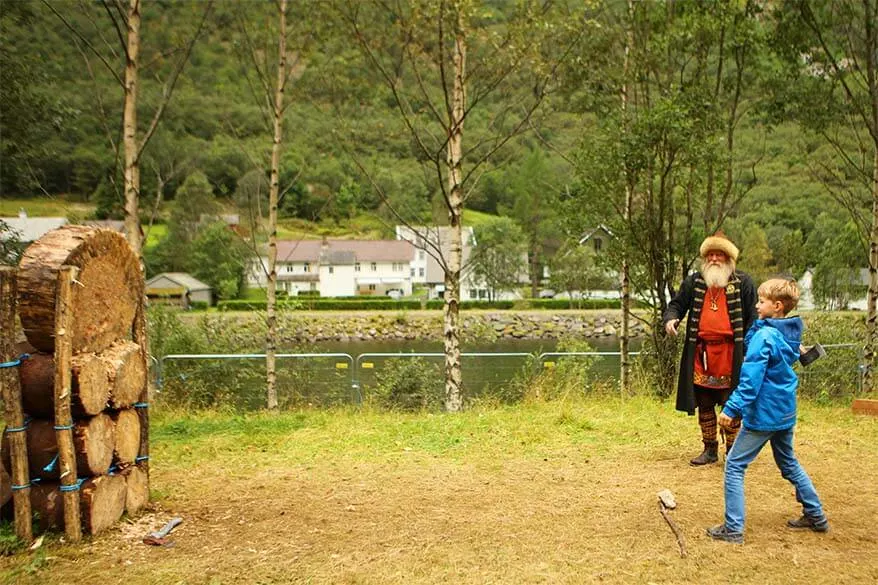 Axe throwing at the Viking Valley in Gudvangen Norway