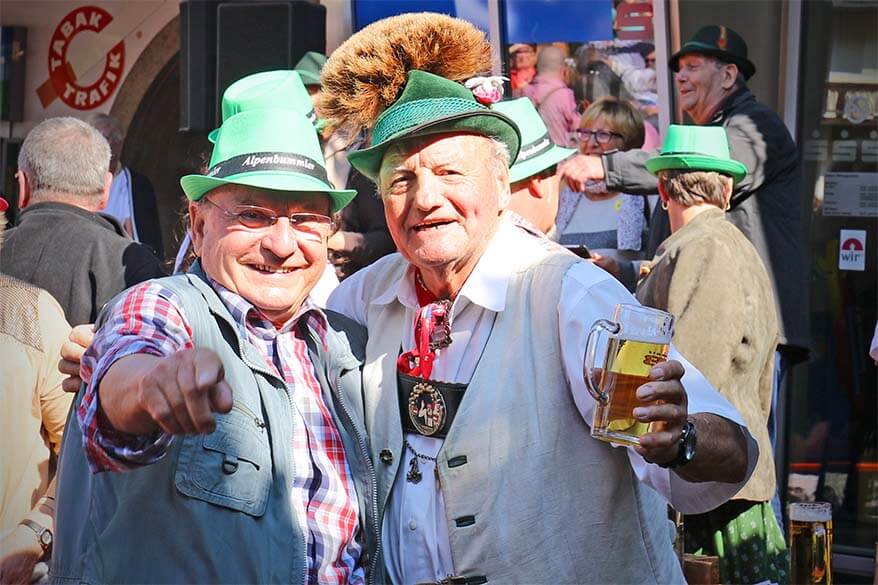 People celebrating traditional Tyrollean festival in Austria