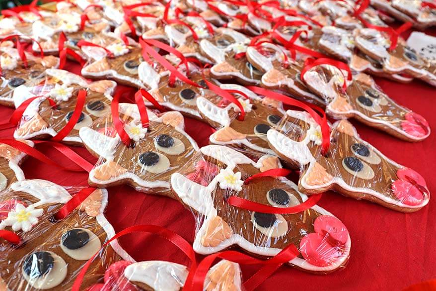 Traditional cow-shaped cookies for sale at a farmers market in Tirol