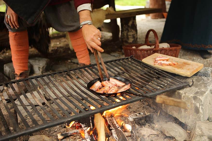 Vikings preparing lunch at Njardarheimr Viking Valley