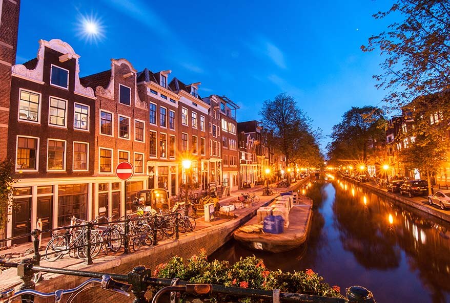 Amsterdam canals at night