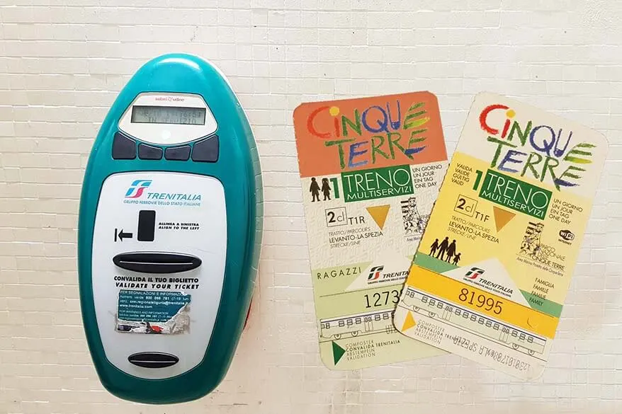 Cinque Terre card and train ticket validating machine