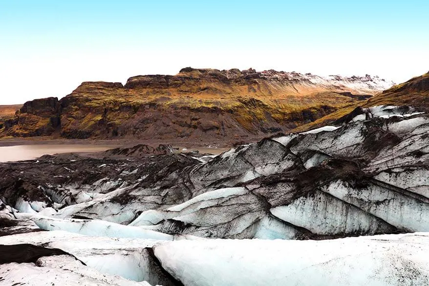 Hiking on the Solheimajokull glacier in Iceland