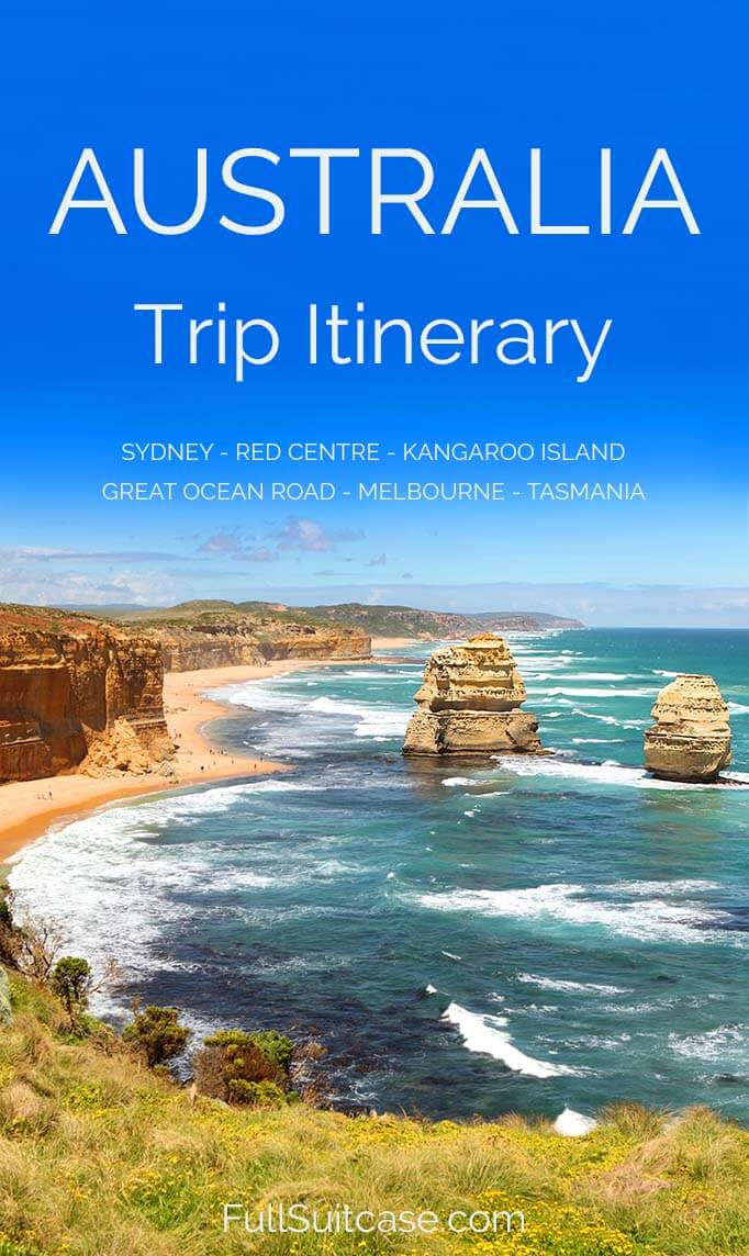 Australia trip itinerary featuring Sydney and the Blue Mountains, the Red Centre, Kangaroo Island, the Great Ocean Road, the Grampians NP, Melbourne, Tasmania and more - plan your trip! #Australia