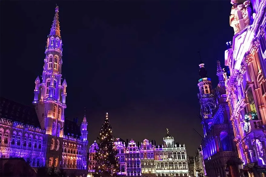 Brussels Grand Place lit during Christmas period