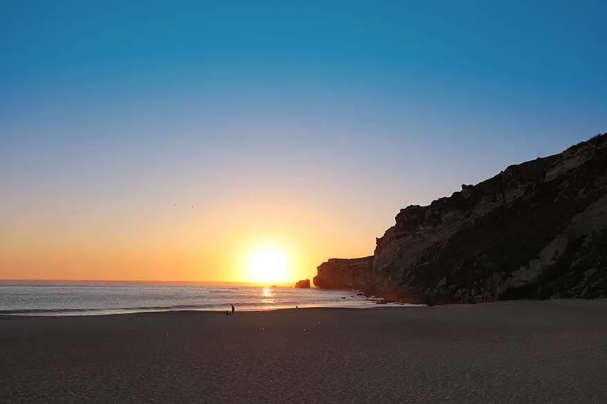 Nazare beach at sunset