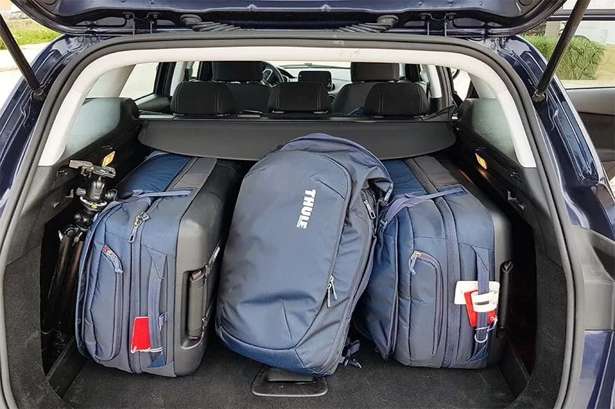 You can easily fit 3 Thule Subterra rolling duffels in a trunk of a car
