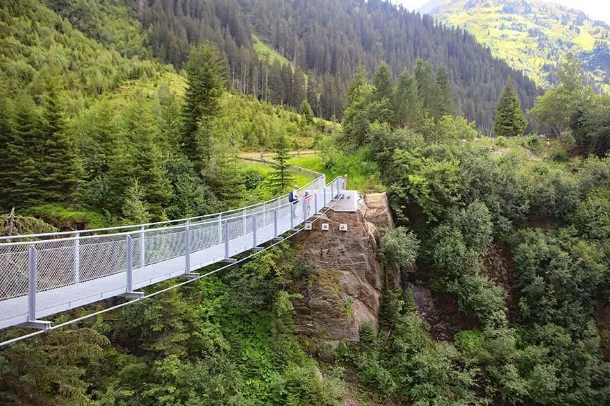 Hanging bridge in Verwall Valley in St Anton - Tirol Austria