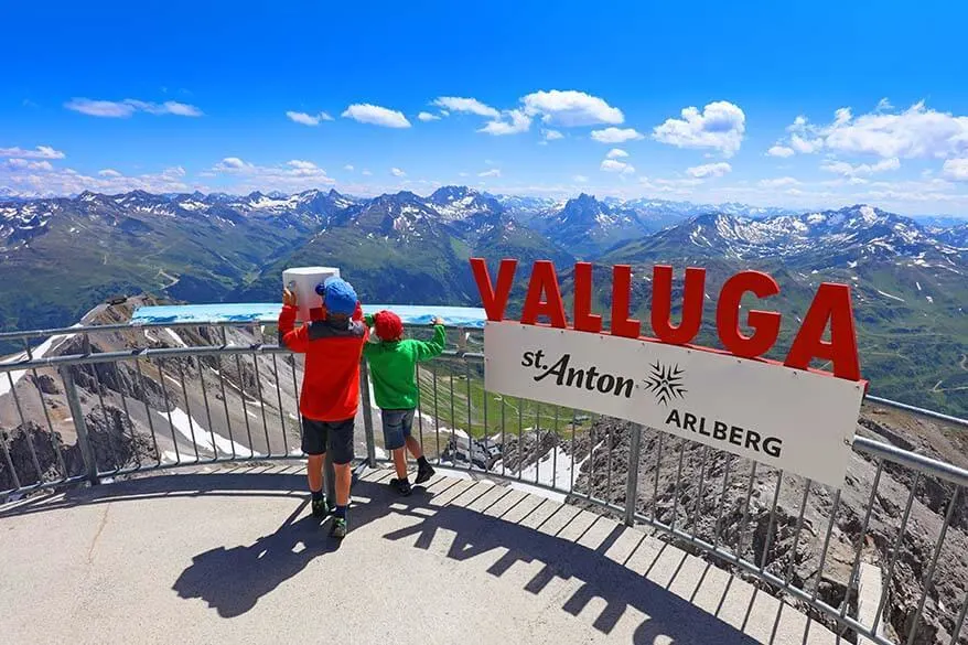 Kids at the top of Valluga mountain in Tirol Austria