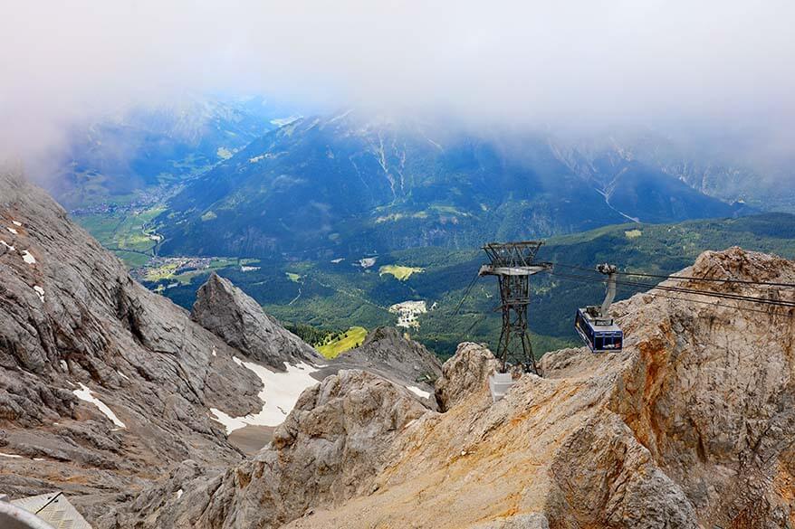 View from the top of Zugspitze mountain in Tirol Austria