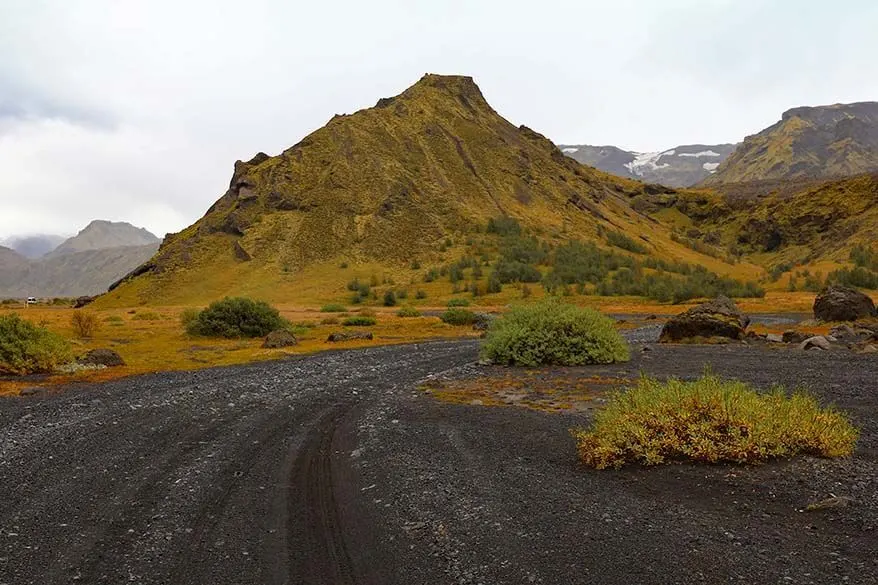 Driving in Thorsmork valley in Iceland