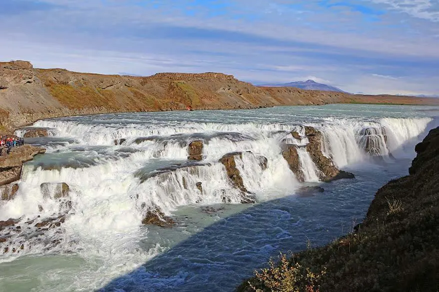 Gullfoss waterfall as seen from the East Bank - the side accessible only via Icelandic Highland roads