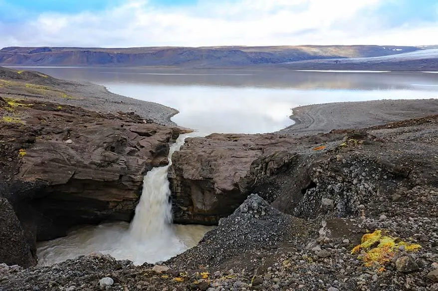 Hagavatn and Nyifoss waterfall in Icelandic highlands