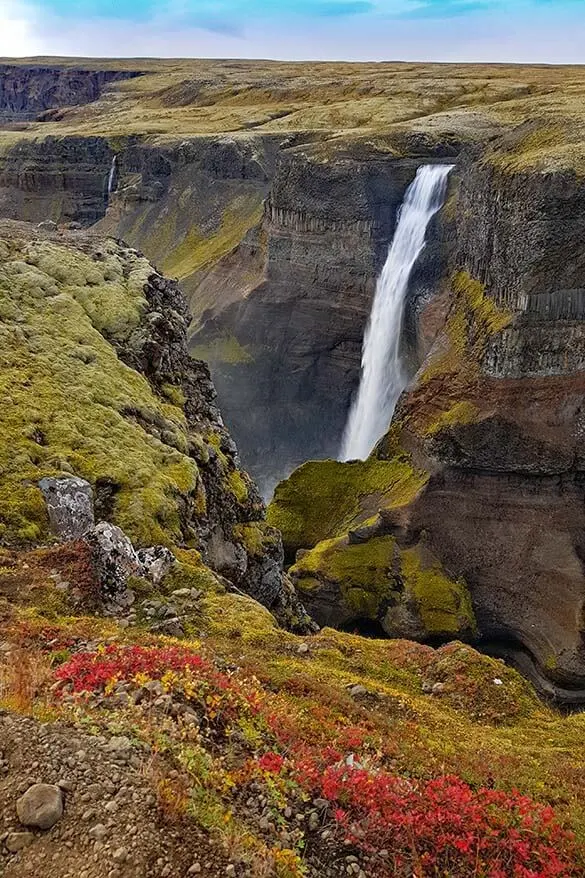 Haifoss waterfall in Iceland's highlands