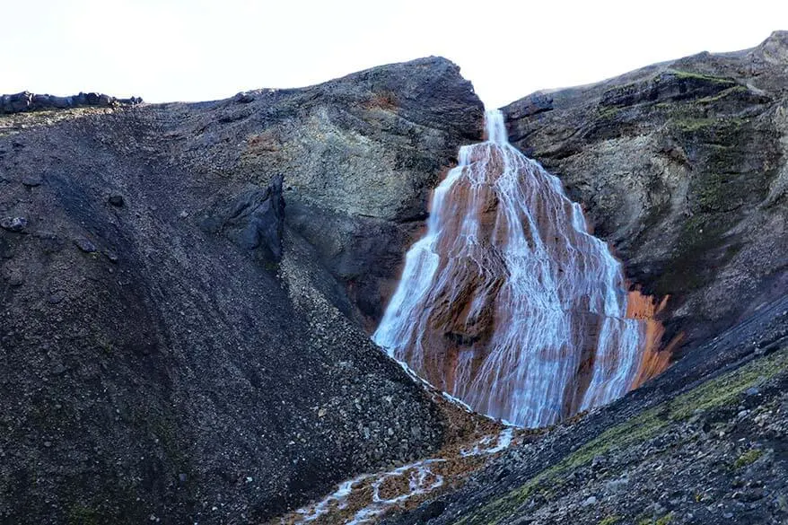 Raudufoss, the Red Waterfall in the highlands of Iceland