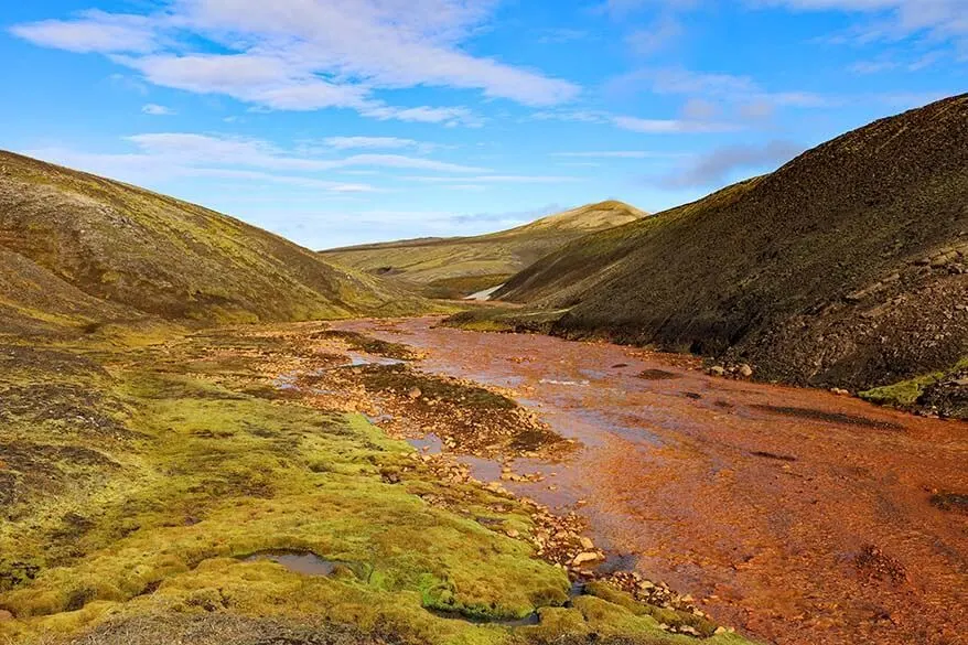 Raudufossakvisl river in the Red Falls Mountains in Icelandic highlands