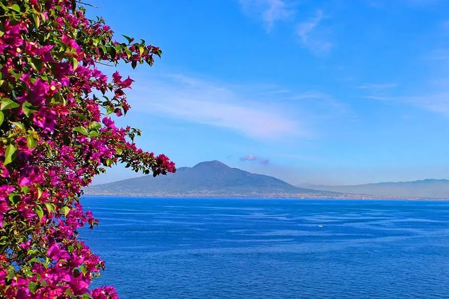 Amazing view of Mt Vesuvius from Sorrento Italy