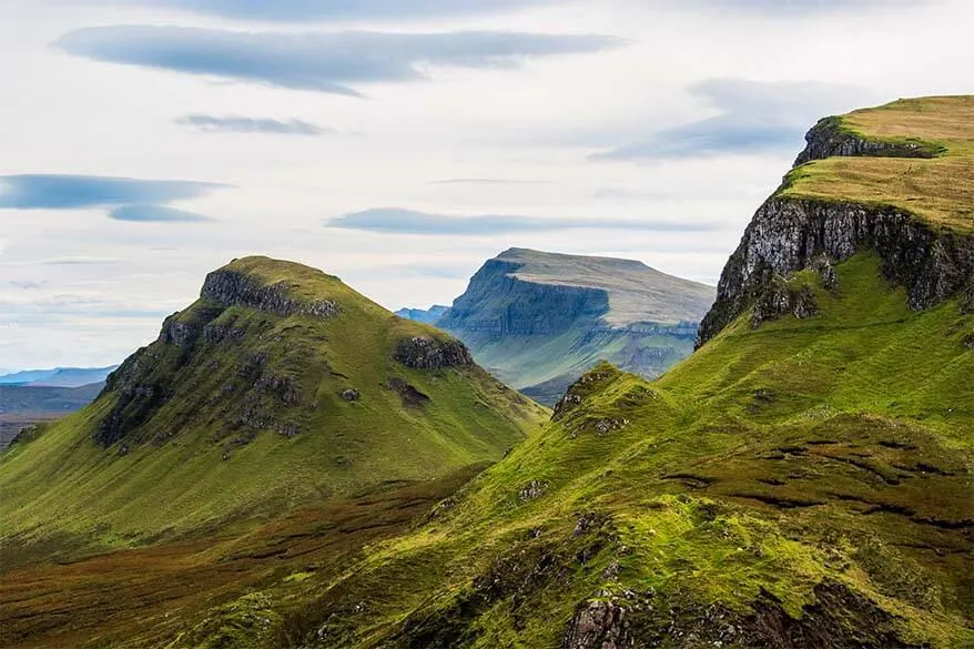 Scenery along the Quiraing trail on the Trotternish Loop, Isle of Skye, UK