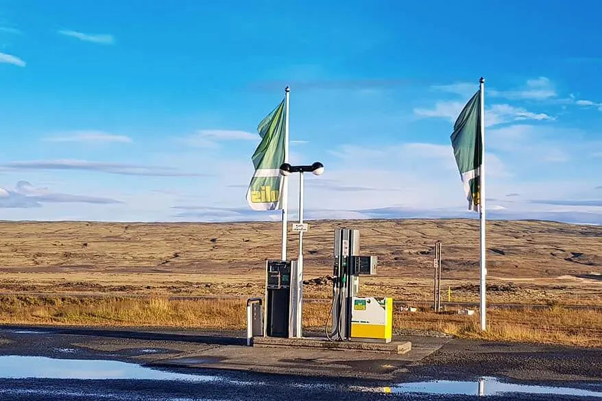 Small petrol station near Icelandic highlands - fuel prices in Iceland are similar to UK and Western Europe