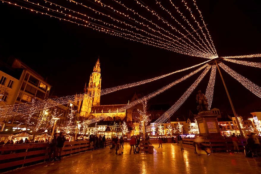 Antwerp Christmas market and ice skating rink