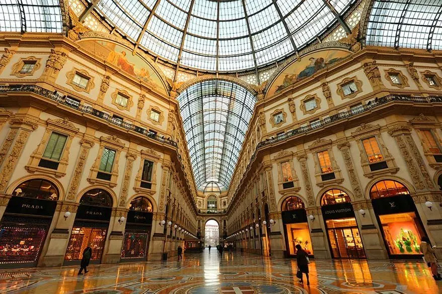 Galleria Vittorio Emanuele II, Milano, Italy outside the Prada and Louis  Vuitton stores.