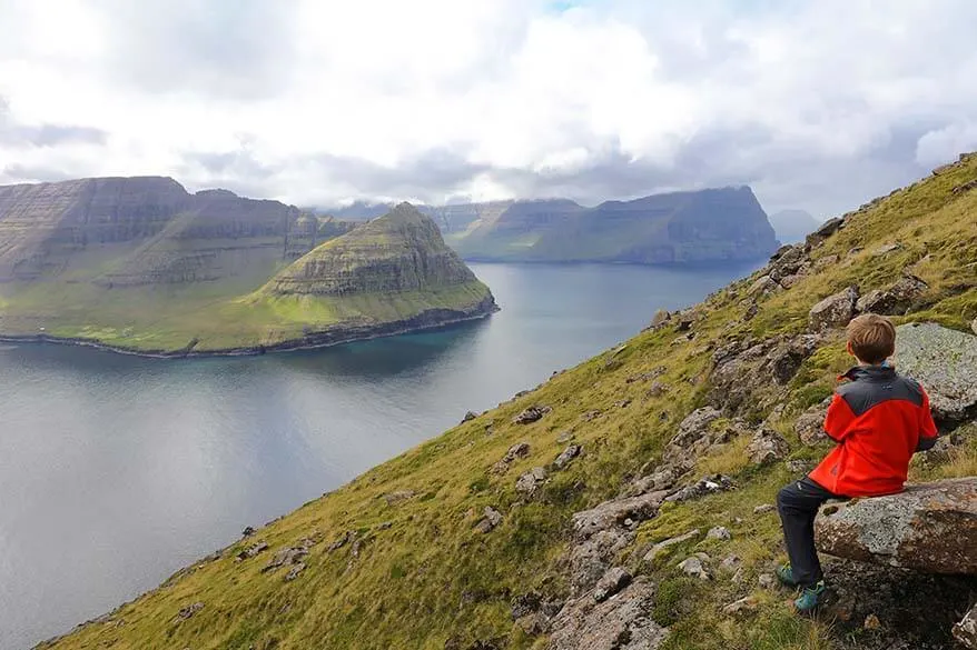 Hiking on Vidoy island on the Faroe Islands
