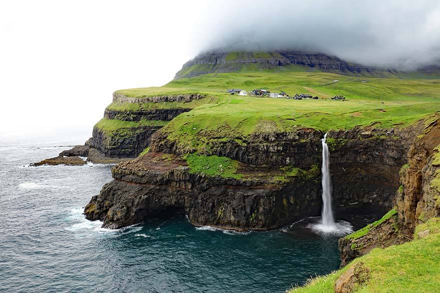 Mulafossur waterfall at Gasadalur village on Vagar island