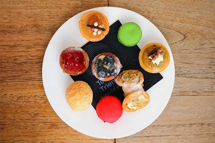 Pastries for dessert at Triennale Design Cafe in Milan