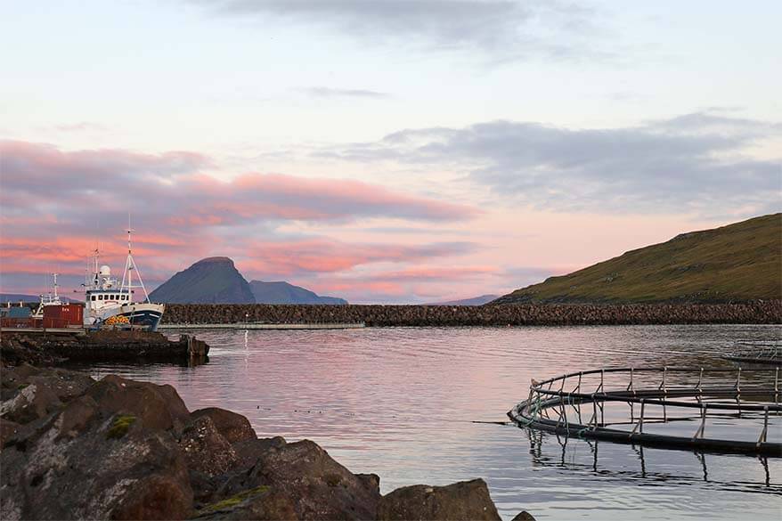 Sandavagur on Vagar island at sunset