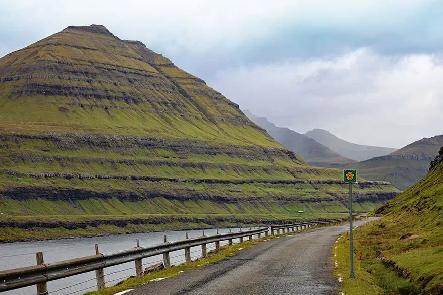 Buttercup route sign indicates all the scenic roads on the Faroe Islands