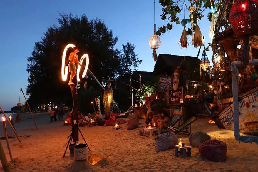 Fire show on the beach in Ko Lipe Thailand