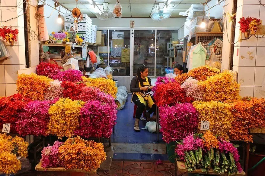 Orchids for sale at Bangkok flower market Pak Khlong Talat