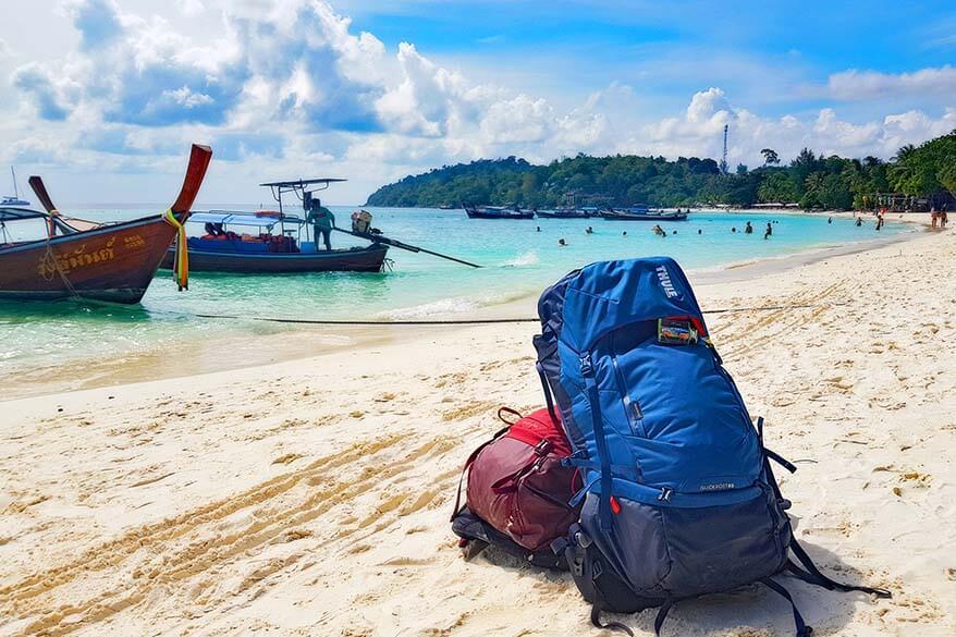 Travel backpacks are easy and convenient when island hopping in Thailand