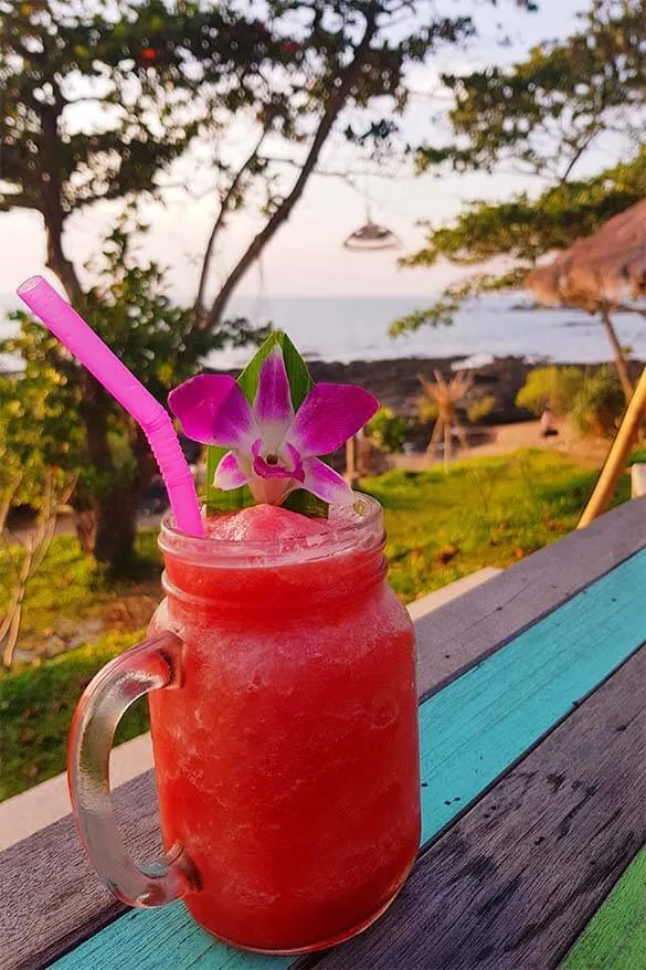 Watermelon shake on the beach in Thailand