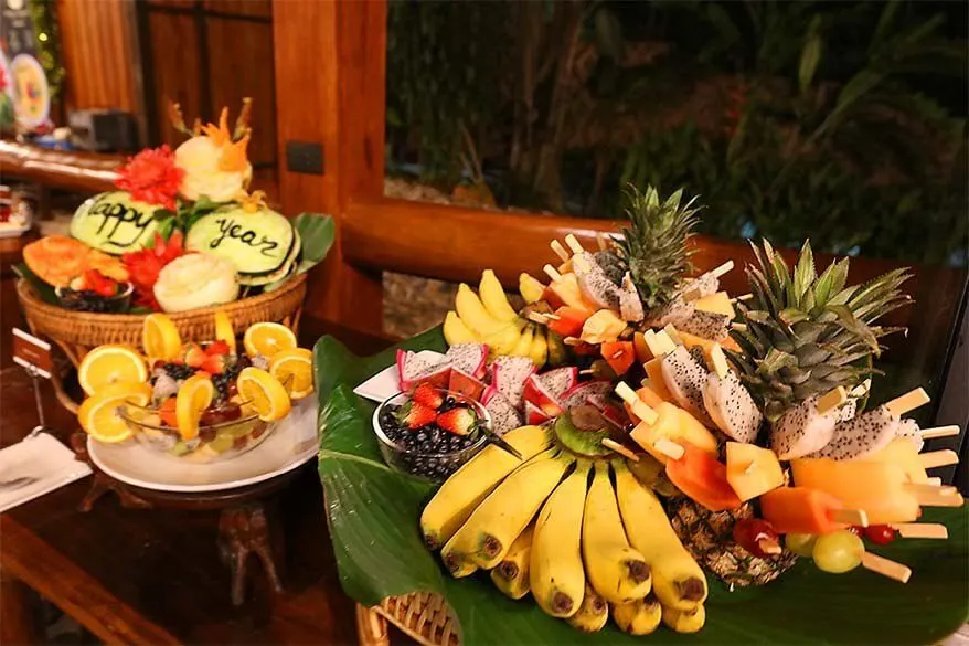 Fruit dessert New Year's dinner buffet at the Elephant Hills Thailand
