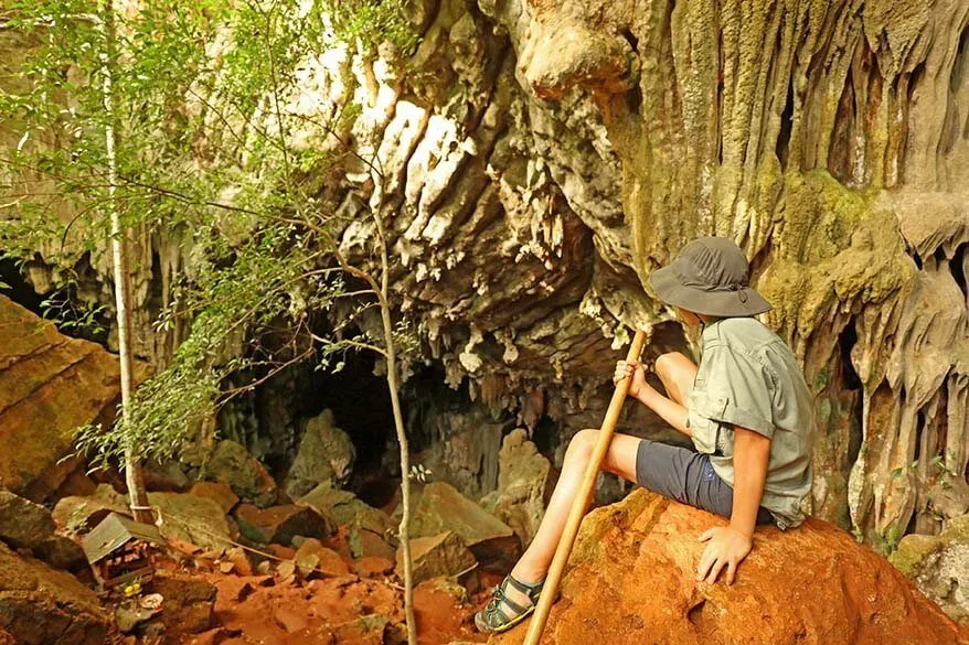 Jungle trekking and stalactites stalagmites caves in Khao Sok NP in Thailand