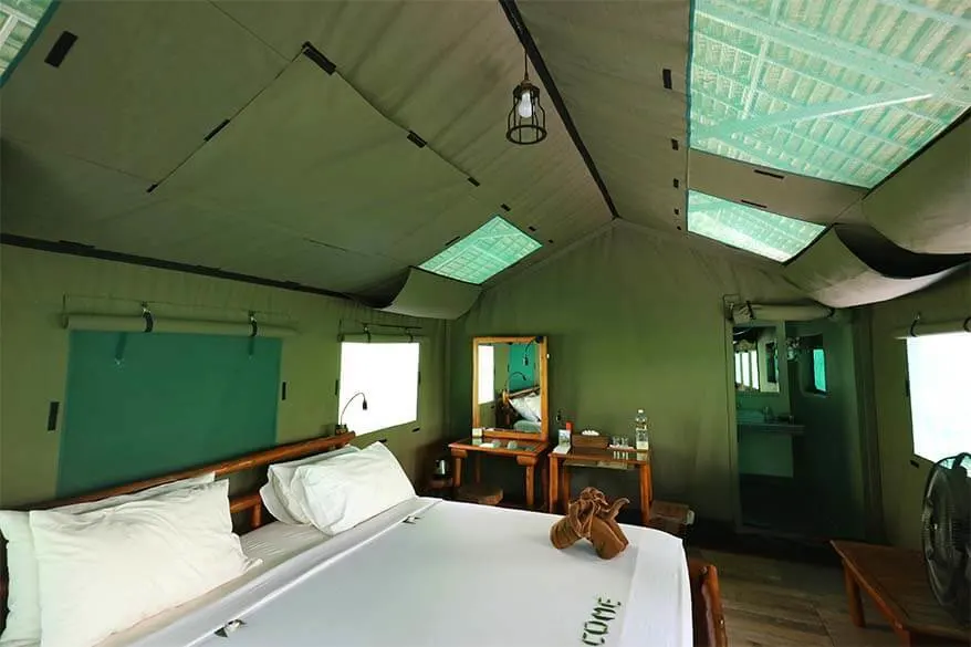 Luxury glamping tent at the Elephant Camp in Elephant Hills Thailand