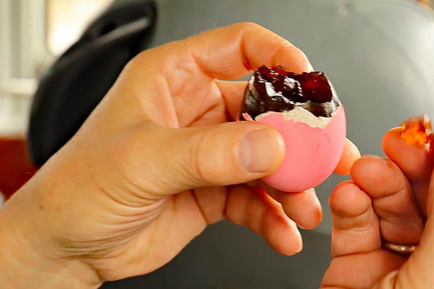 Pink egg, or a hundred year egg - trying local food in Thailand