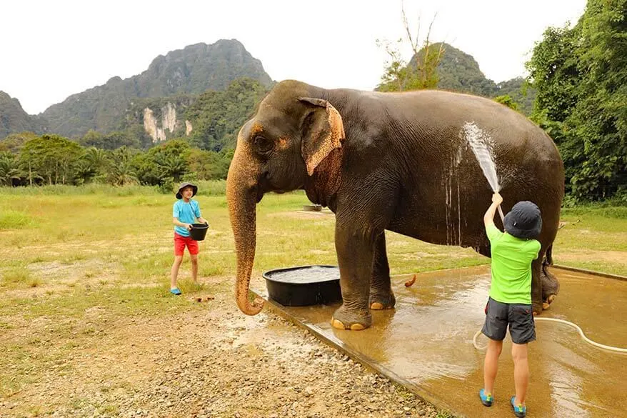 Washing elephants was one of the highlights of our family stay at the Elephant Hills in Thailand