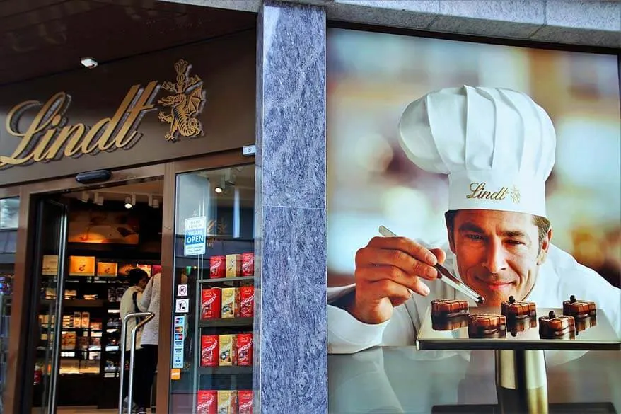 Lindt chocolate store - you must try Swiss chocolate when visiting Geneva in Switzerland
