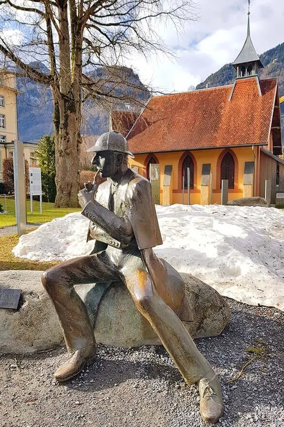 Sherlock Holmes statue in Meiringen Switzerland
