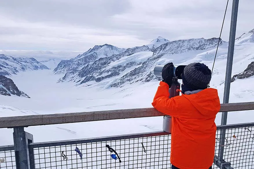 Jungfraujoch Sphinx Observation Deck - view over Aletsch Glacier - Switzerland