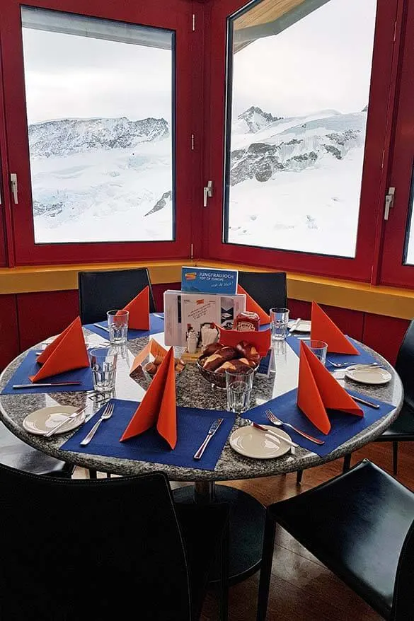 Jungfraujoch Top of Europe restaurant with views over Aletsch Glacier - Switzerland